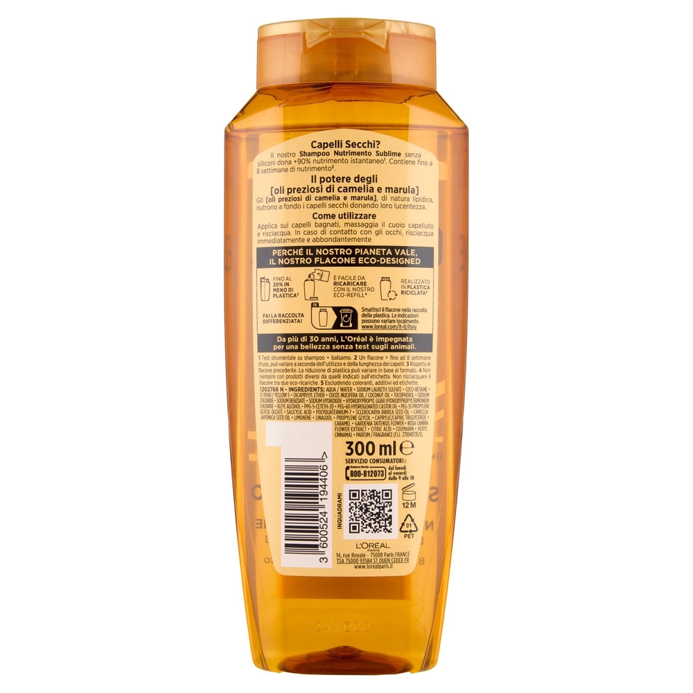 Elvive Olio Straordinario Shampoo Nutrimento Sublime, per Capelli Secchi 300 ml